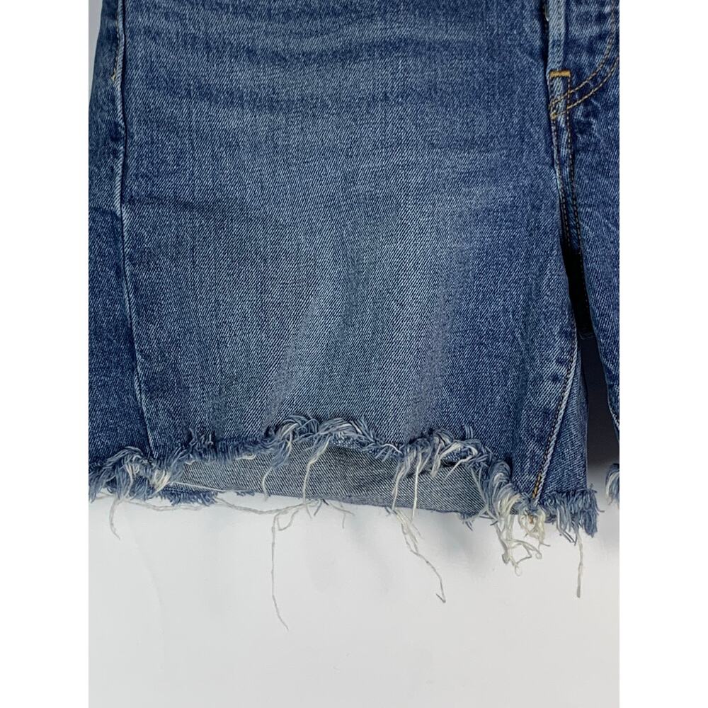 Levi’s 501 Women’s Shorts W29 Blue Denim Mid Thigh Button Fly Raw Frayed Hem - Picture 6 of 15